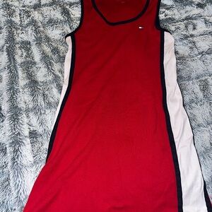 Tommy Hilfiger Red and White Sleeveless Mini Dress